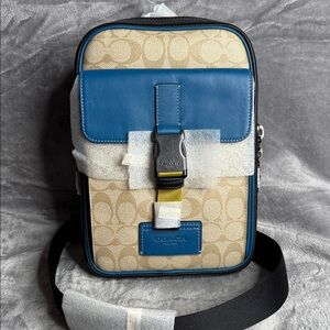 Coach Men's Messenger Bag in Blue and Tan
